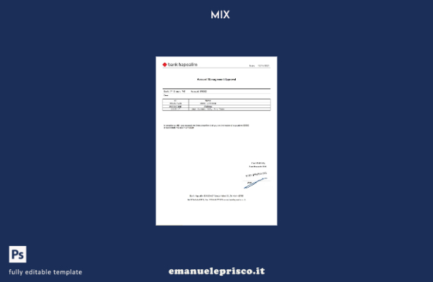 modello di approvazione della gestione del conto di Israel Bank Hapoalim in stil